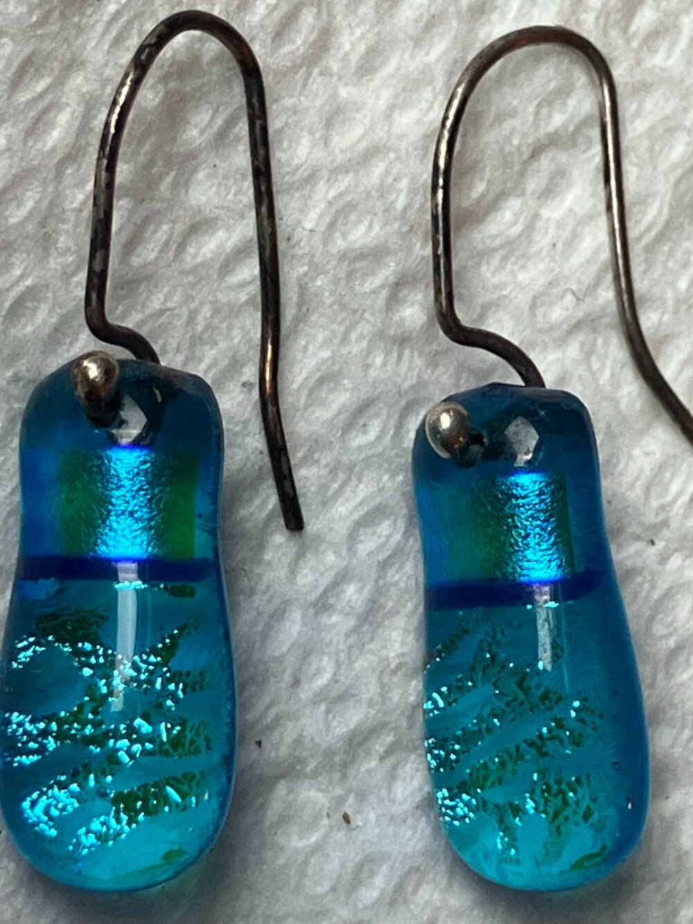 Artisan Fused Dichroic Glass Earrings Iridescent